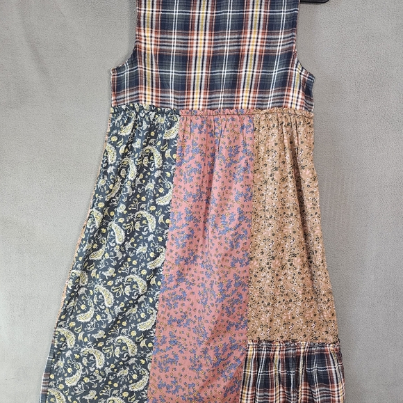 NWT Natural Life Purple Tiered Floral Tunic Dress Boho Peasant Patchwork Large - Picture 9 of 11